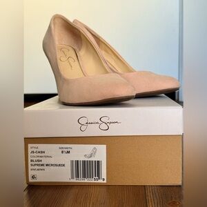 Jessica Simpson Cash Round Toe Blush Wedges